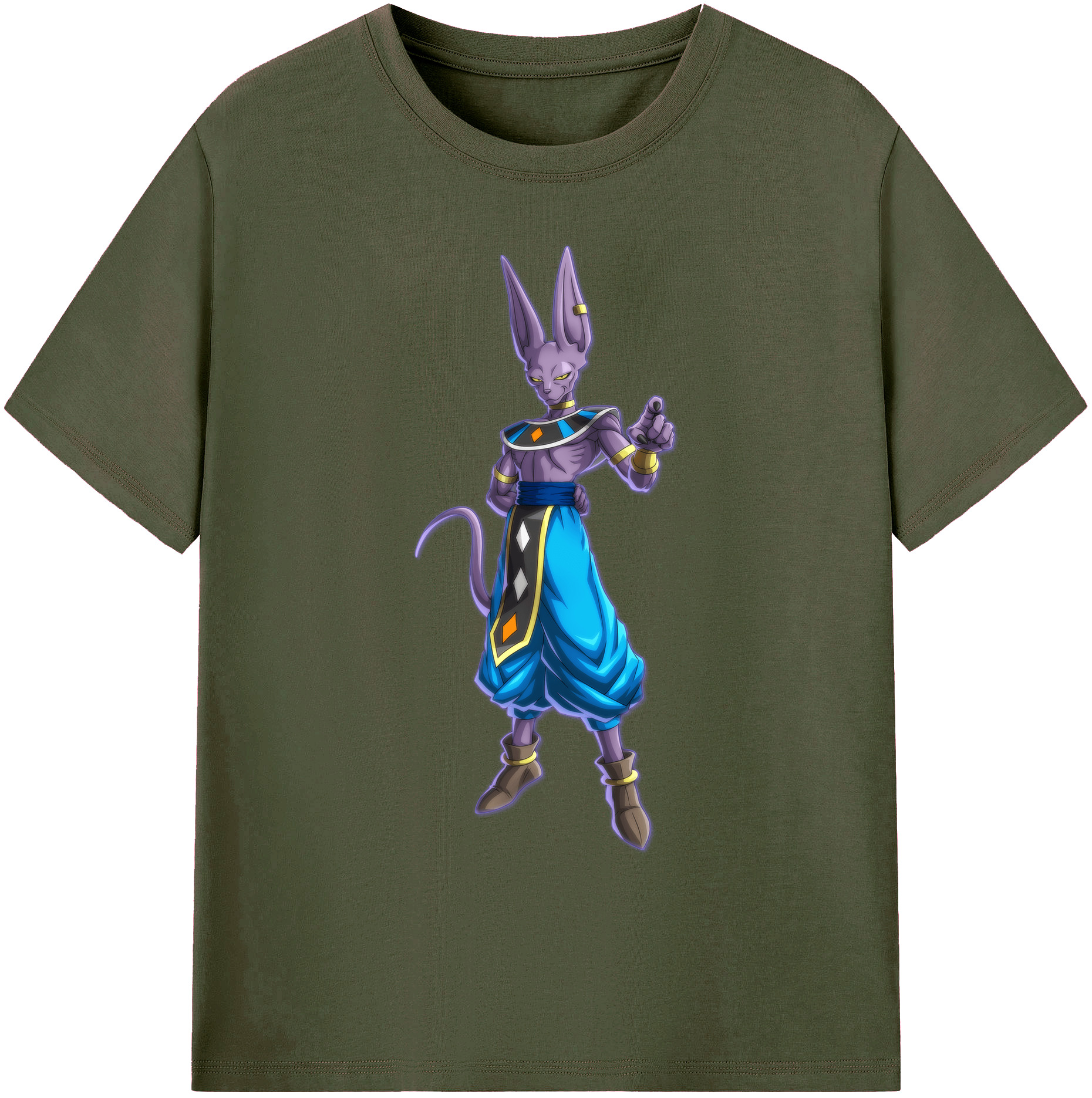 （画像用） ドラゴンボール ビルス 破壊神ビルス DRAGON BALL Beerus Birusu 綿100％ メンズ半袖Tシャツ｜肌触りやわらか＆通気性